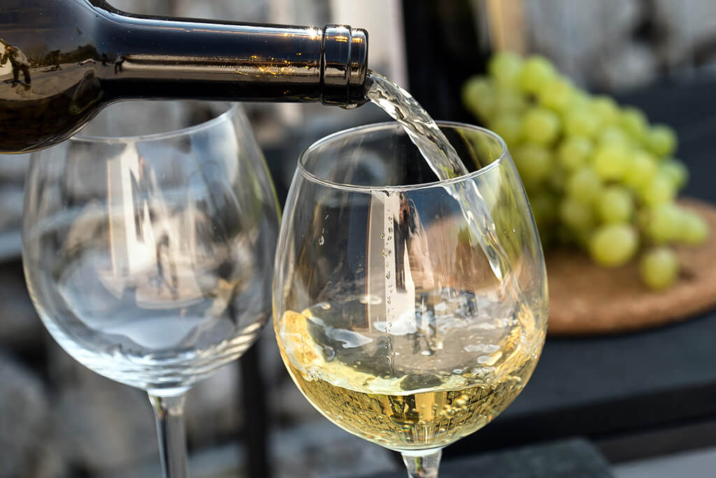 Respiração do vinho: Taça de vinho branco