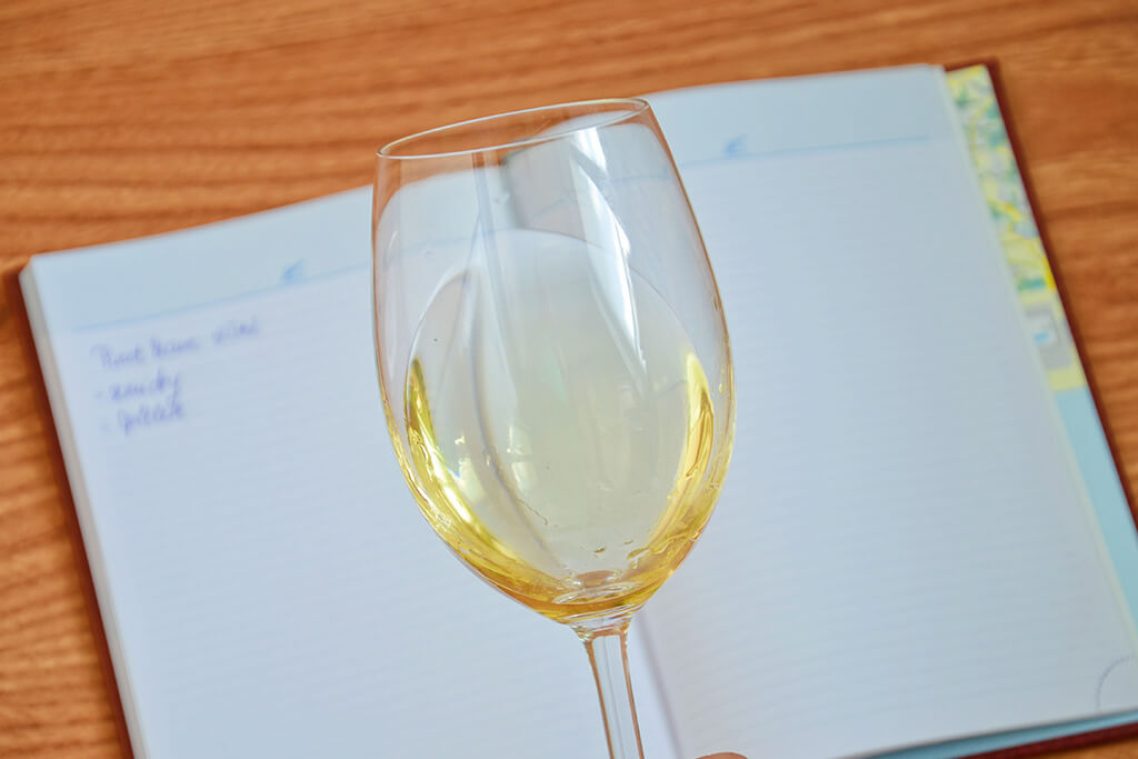 Estudos sobre vinhos: Taça de vinho branco